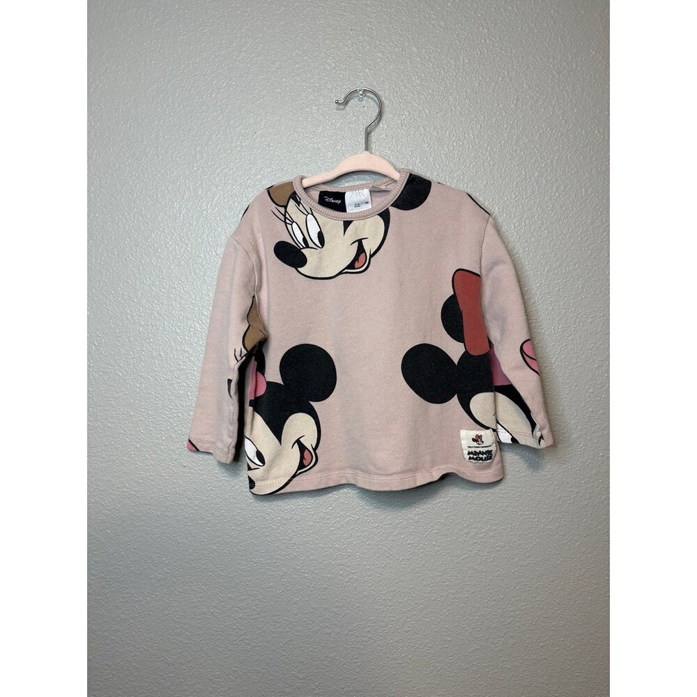 Zara Disney Minnie Mouse Sweatshirt Toddler 2-3Y Pink GUC